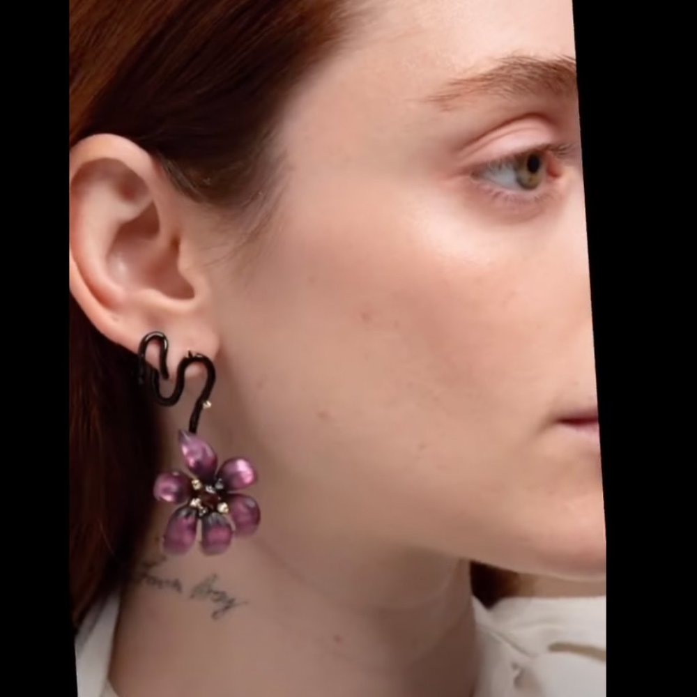 Alexis Bittar | Burnt Fleur Ear Climber Earring in Burnt Magenta